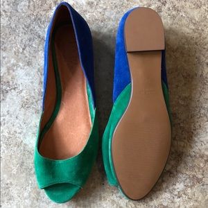 $138 New Madewell suede flat green blue 8.5